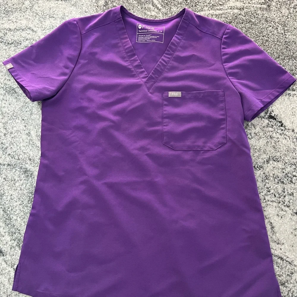 Figs Women's Purple Scrub Top - Picture 3 of 8